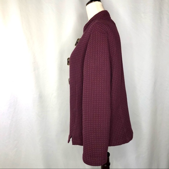 Cabela’s cotton waffle weave toggle jacket wine L - Picture 5 of 8